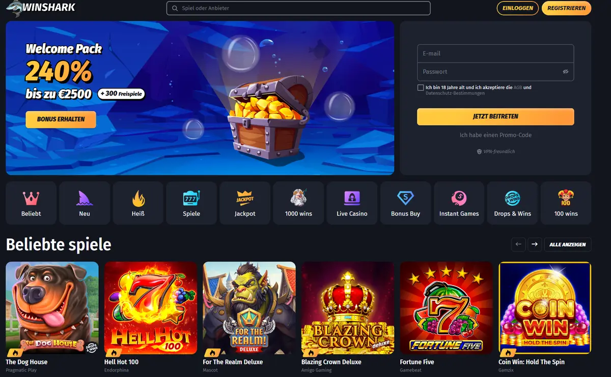 Winshark Kreditkarten Online Casino